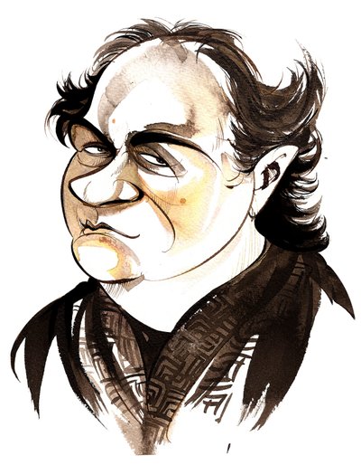 Wolfgang Rihm - colour caricature by Neale Osborne
